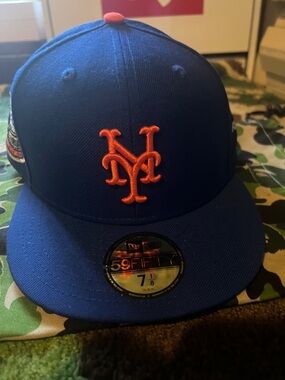 New Era Royal Blue NY Mets Fitted Cap with Orange Logo